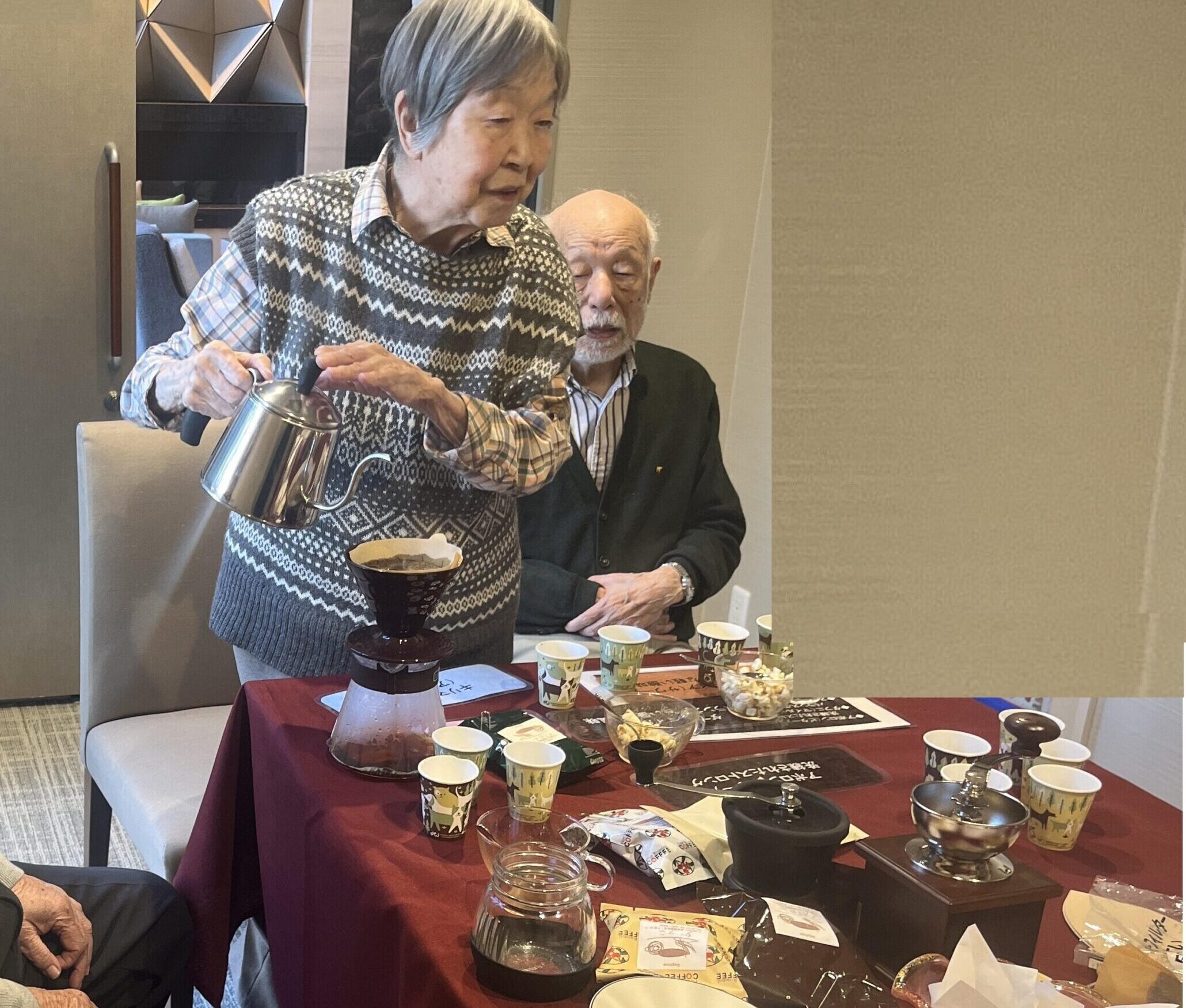 園芸療法　コーヒー豆とポップコーン