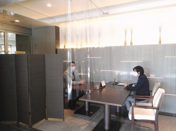感染予防 ご面会フロアーの模様替え