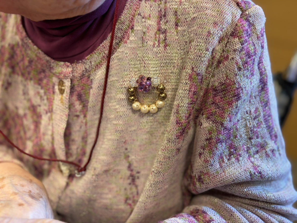 紫陽花のパールブローチ作り
